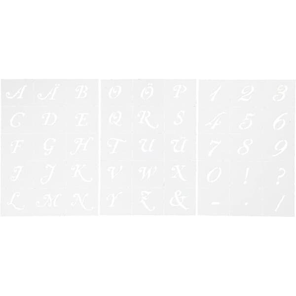 Creativ Company Schabloner Bokstäver Och Siffror A5 148x210 mm 3 Ark/1 Förp Schabloner, bokstäver och siffror, H: 20-30 mm, A5, 26965