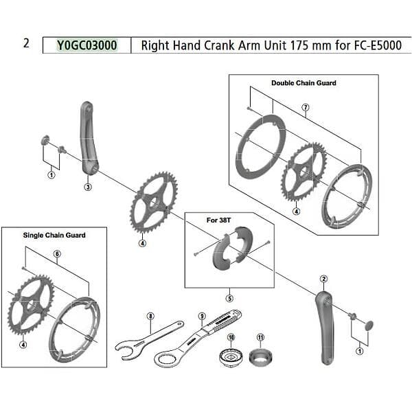 Shimano Steps E5000 Right E-bike Crank Svart 175 mm