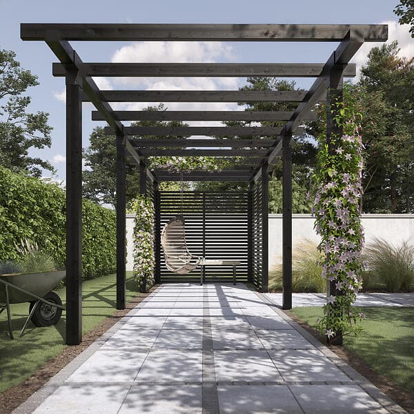 PLUS Pergola Cubic Dubbel 3 Moduler inkl. Tokyo Staket 179099-15