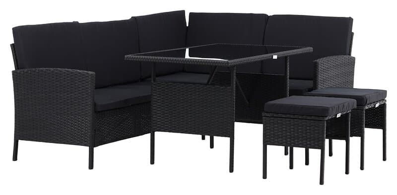 Venture Design Loungegrupp Knock Corner Sofa- Black/Black Wicker 2046-201