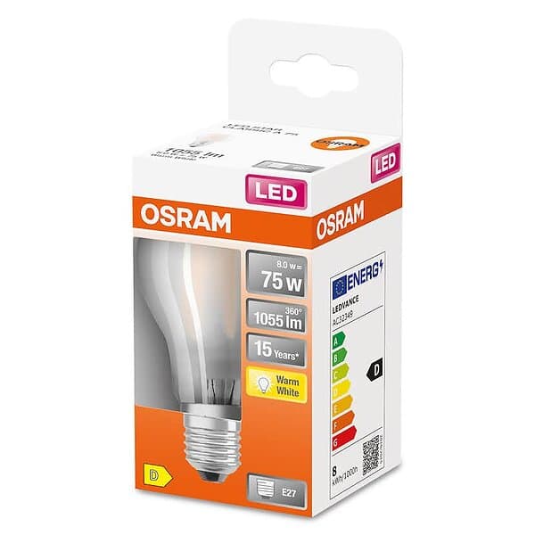 Osram LED-Lampa Normal (75) Box E27 827 Cl A LED-LAMPA NORMAL MATT BOX CL