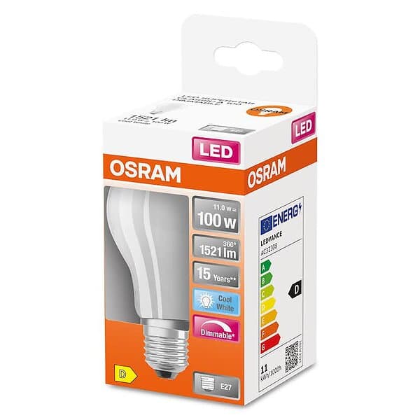 Osram LED-Lampa Normal (100) E27 Dim Matt 840 Cl A LED-LAMPA NORMAL DIM MATT CL