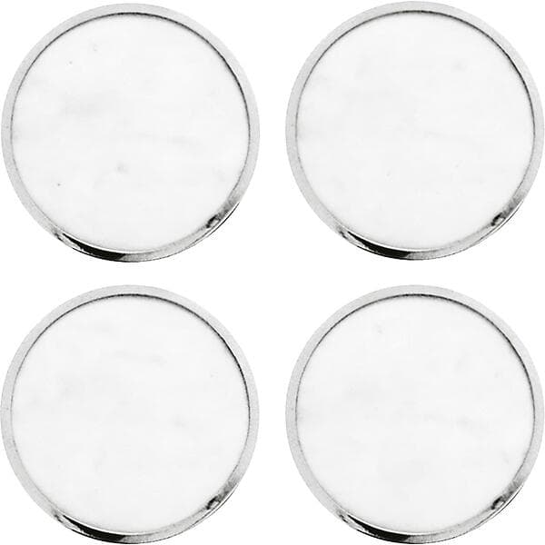 Hilke Collection Glasunderlägg Marmor 4-pack, Vit / Förnicklad Mässing