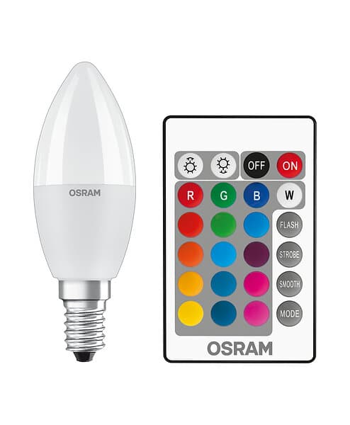 Osram LED-glödlampa STAR+ RGBW Remote candle 5,5W/827 (40W) frosted dimmable E14
