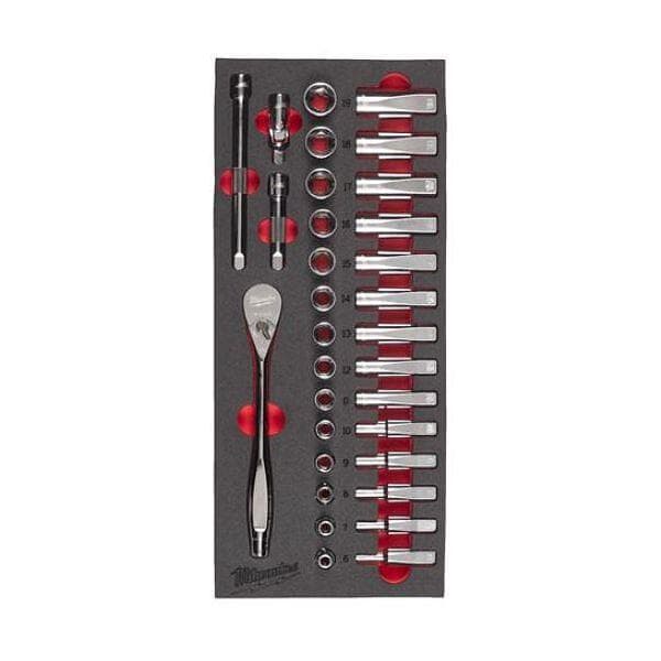 Milwaukee 4932479825 Steel Storage Hylsnyckelsats 32 delar, 3/8"