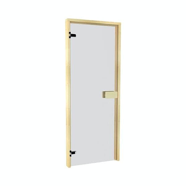 Thermory Bastudörr 7x19 med Klart Glas och Furukarm 10032