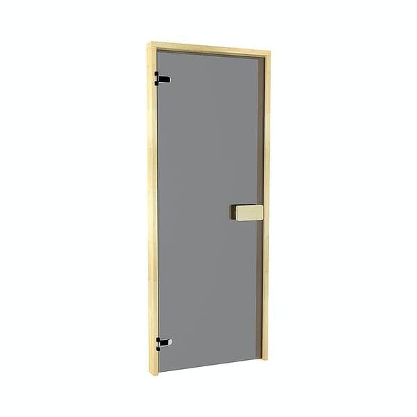 Thermory Bastudörr 7x19 med Rökgrått Glas och Furukarm 10031