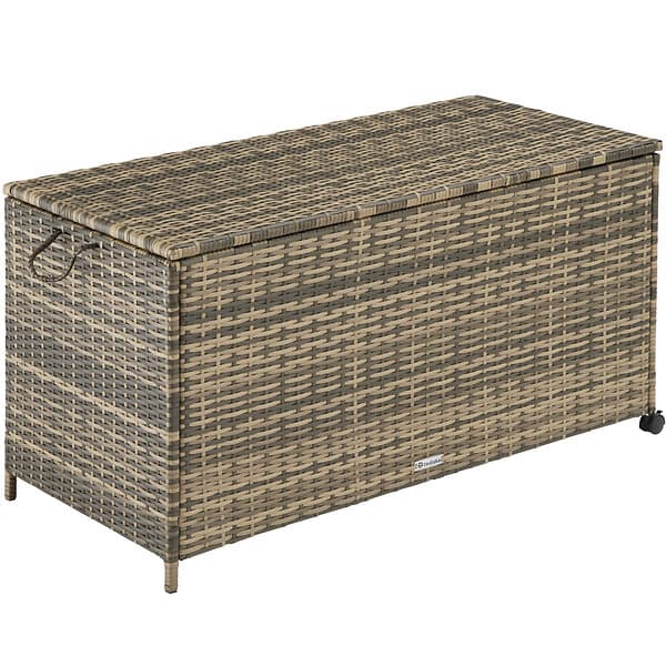 TecTake Storage box with wheels 297l, 117x54x64cm nature
