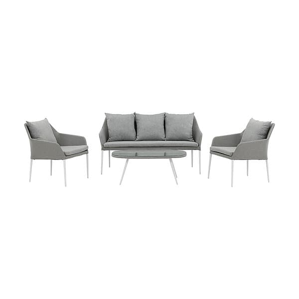 Venture Design Loungegrupp Sofia med Glasbord och Dynor Spoga Sofa Set- White / Grey 2077-400