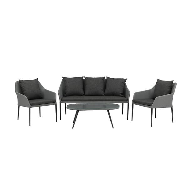 Venture Design Loungegrupp Sofia med Glasbord och Dynor Spoga, Sofa Set, Black, Grey 2077-408
