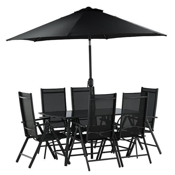 Venture Design Matgrupp Break med Parasoll Brekki Dining Set inc. Umbrella- Black Aluminium 2051-408