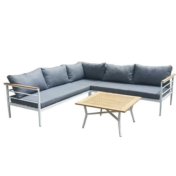 Venture Design Hörnsoffa Mexico Utomhus Vit alu / Teak 6184-400