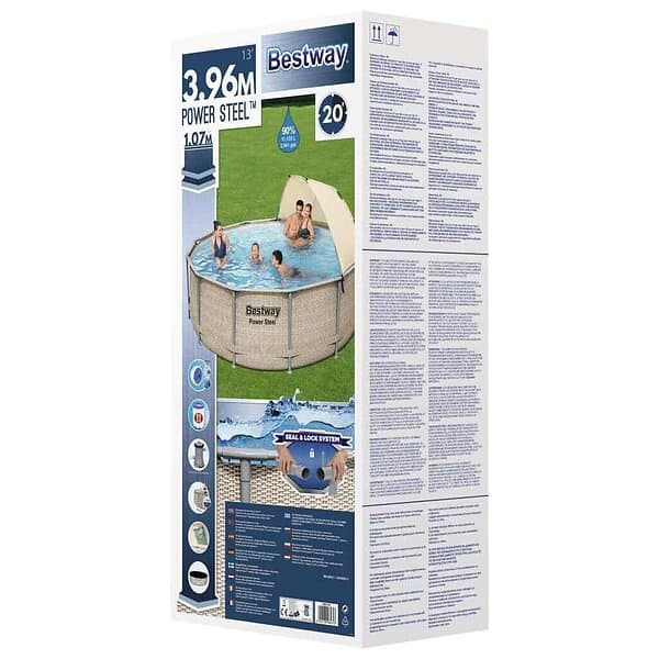 Bestway Poolset Power Steel med tak 396x107 cm