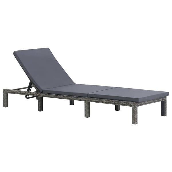 vidaXL Solsäng med dyna konstrotting antracit