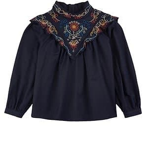 Chloé Blommig Broderad Blus Marinblå 8 år