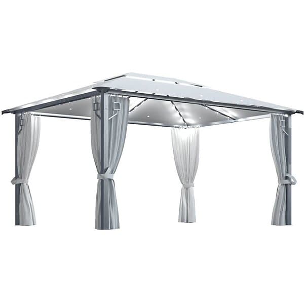 vidaXL Gazebo with Curtains and LED Lights 4x3m