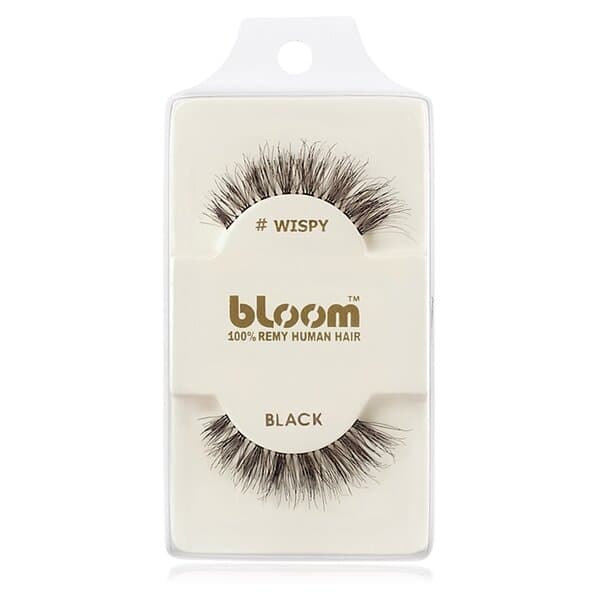 Bloom Natural Fästbara ögonfransar av människohår (Wispy, Black) 1 cm female