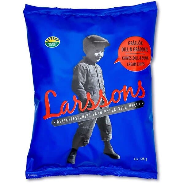 Larssons Chips Gräslök, Dill & Gräddfil 125g