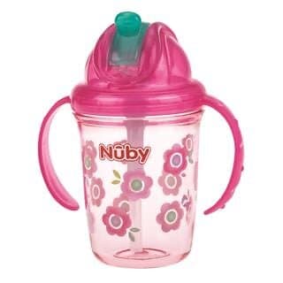 Twin Nûby Handle Tritan Flip-It Pink Flower 240ml +12m