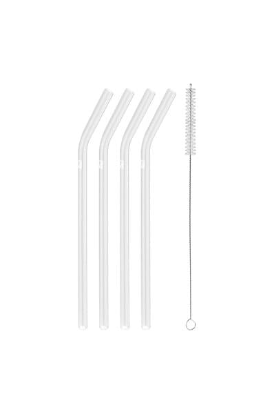 Zwilling Sorrento Glassugrör Vinklade 4pack+Borste Transparent