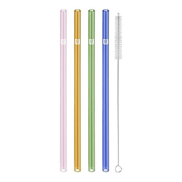 Zwilling Sorrento Glassugrör+Rengöringsborste 4-pack Flerfärgade
