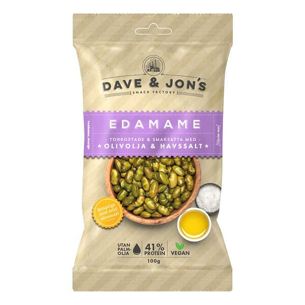 Dave & Jon's Rostade Edamame Olivolja Havssalt 100g