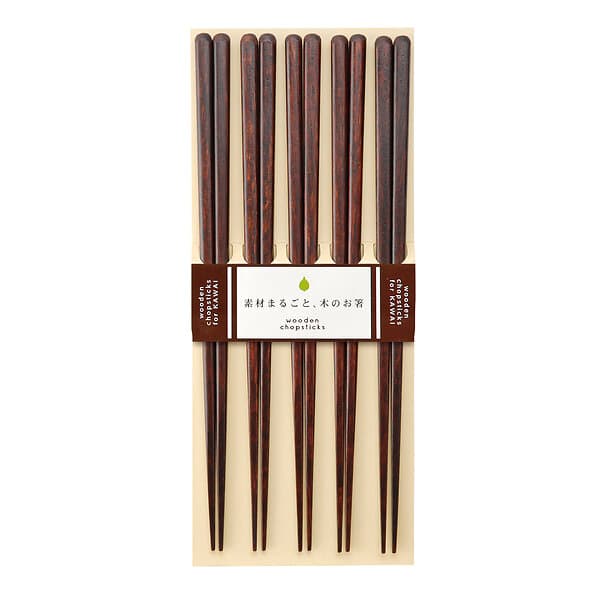 Kawai Ätpinnar Plain Wood 5-pack Brun