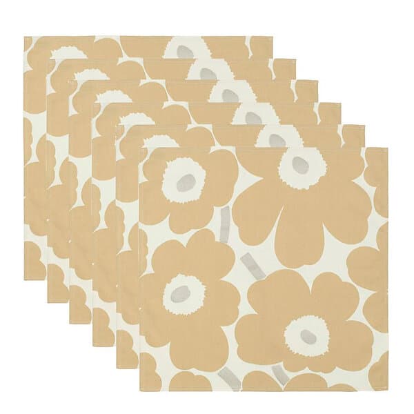 Marimekko Pieni Unikko Servett 43x43 6-pack Beige