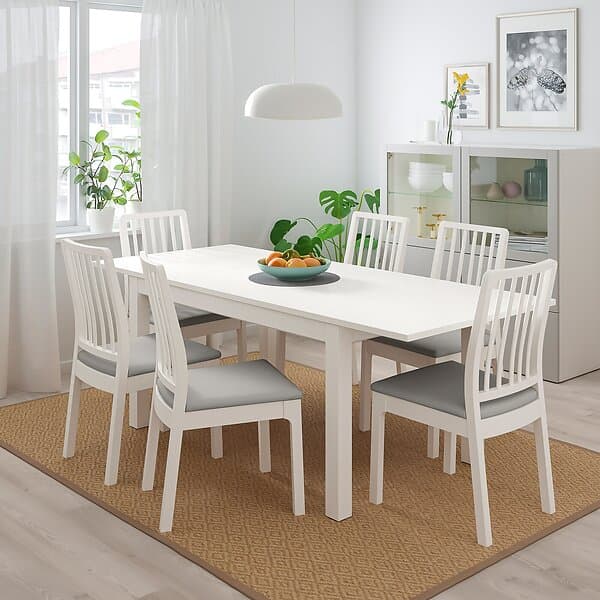 IKEA LANEBERG / EKEDALEN Bord och 4 stolar 130/190x80 cm