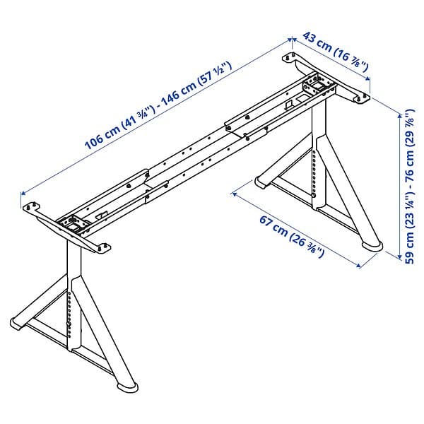 IKEA IDÅSEN Underrede för bordsskiva 146x67x76 cm