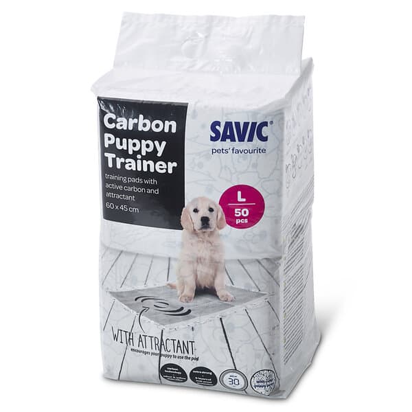 Savic Puppy Trainer Pads med aktivt kol Large: L 60 x B 45 cm, 50 st