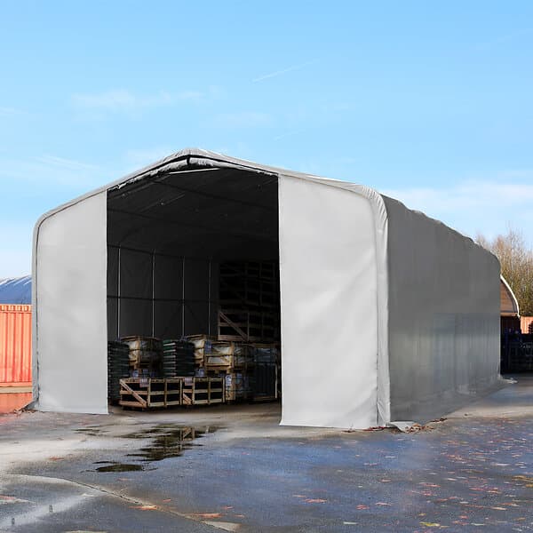 TOOLPORT Vikinger 8x12 m tälthall - 4,0 m sidohöjd med 4,0x4,7 m port, PVC