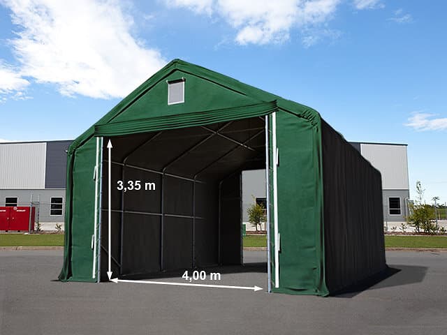 TOOLPORT Everest 6x8 m tälthall - 3,0 m sidohöjd med 4,0x3,35 m port, PVC brandsäker