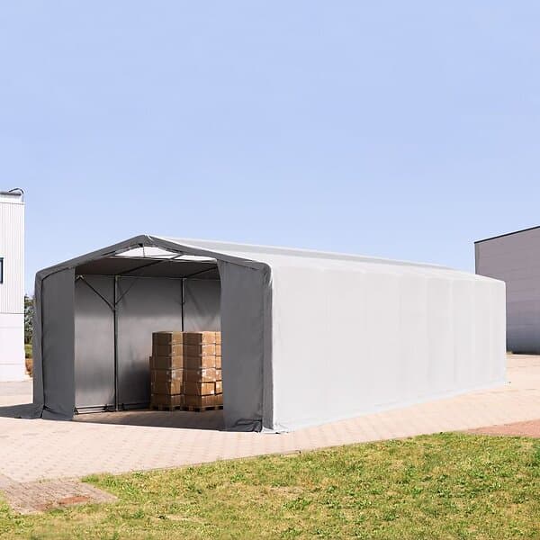 TOOLPORT Outlander 8x16 m tälthall 4,0 sidohöjd med dragkedjor och takfönster PVC brandsäker