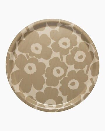 Marimekko Mini Unikko Bricka Ø31 cm Plywood Ljusbrun/Beige