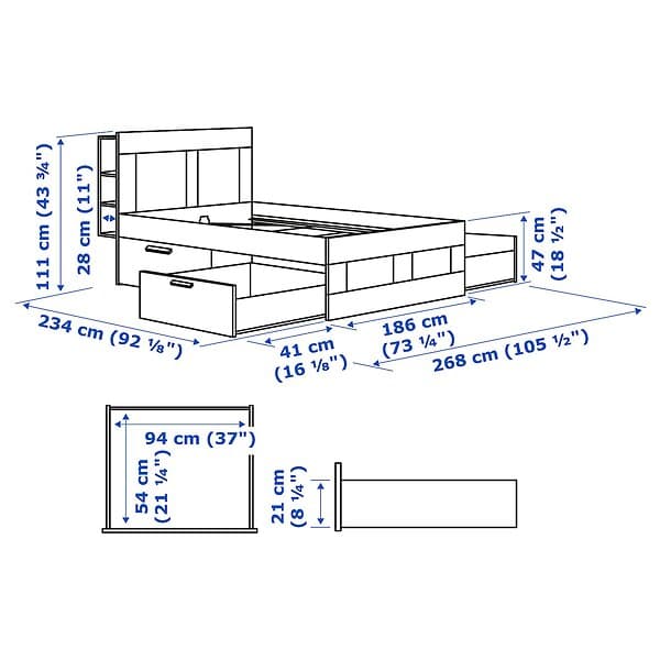 IKEA BRIMNES Sovrumsmöbler, set om 2 180x200 cm