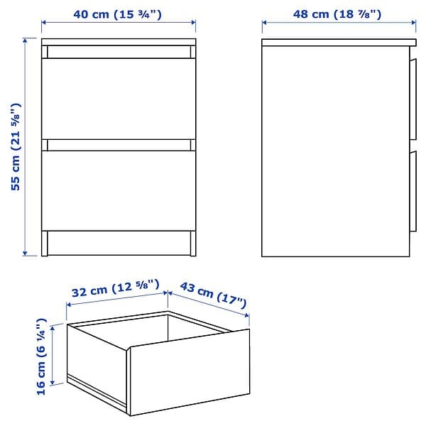 IKEA MALM Sovrumsmöbler set om 2 cm