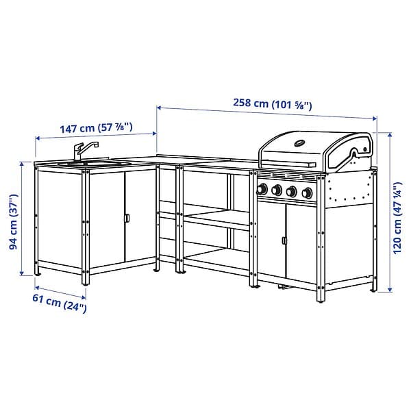 IKEA GRILLSKÄR Utekök 244x147 cm