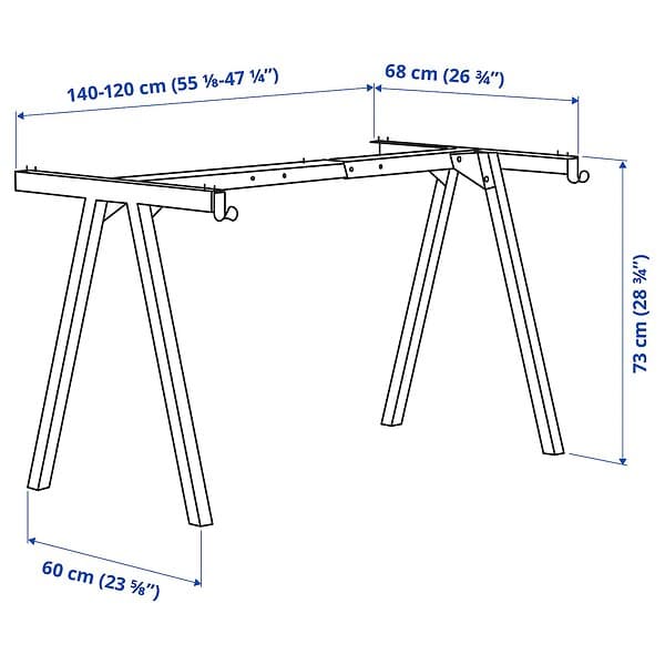 IKEA TROTTEN Underrede för bordsskiva 140/160 cm