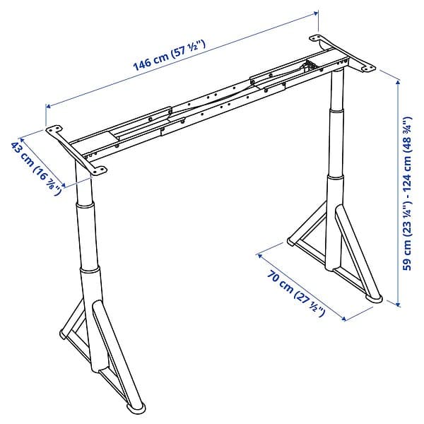 IKEA IDÅSEN Underrede sitt/stå f bordsskiva el 146x70 cm