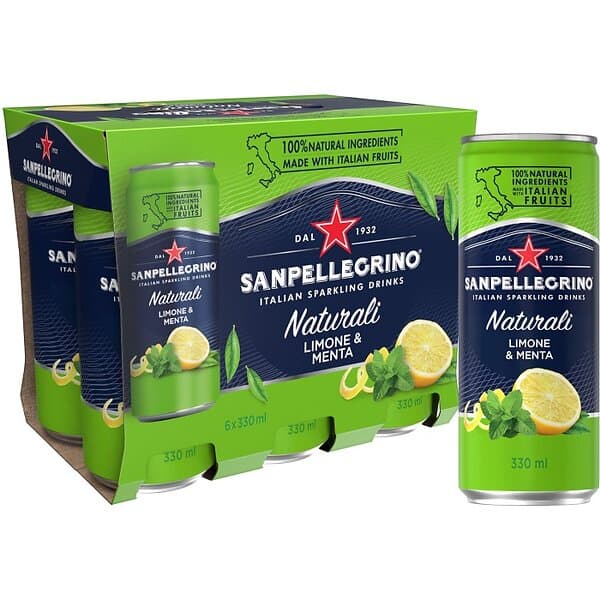 San Pellegrino Limonata Menta Sparkling Burk 6x33cl