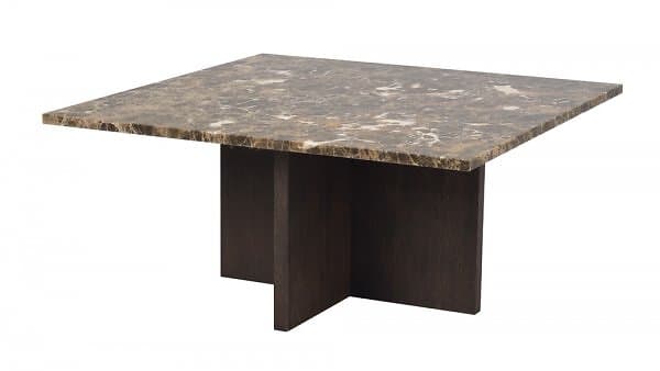 Rowico Home Brooksville Soffbord Kvadrat 90x90 cm Brun Marmor/Brun Ek