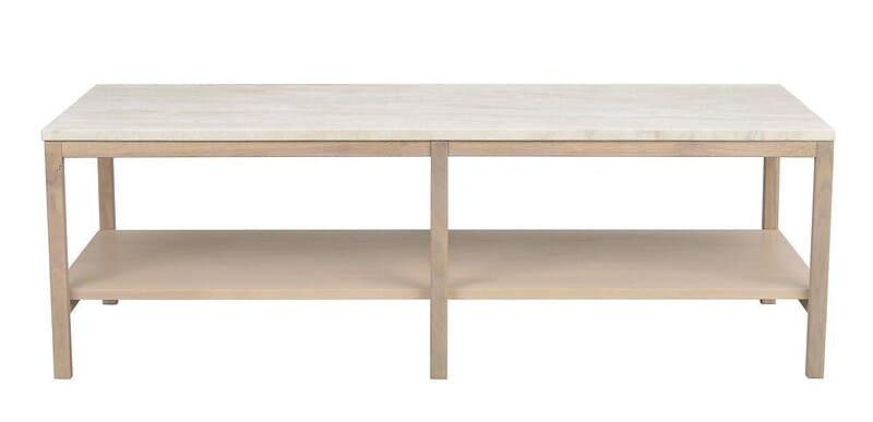 Rowico Home Orwel Soffbord 140x60 cm Beige Travertin/Vitpigmenterad Ek