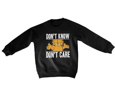 Garfield Don't Know Don't Care Kids Sweatshirt (Jr)