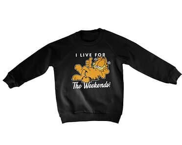 Garfield Live For The Weekend Kids Sweatshirt (Jr)