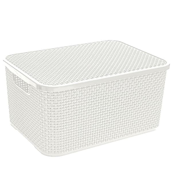 BranQ Förvaringskorg med lock Rattan 10l beige BRANQ