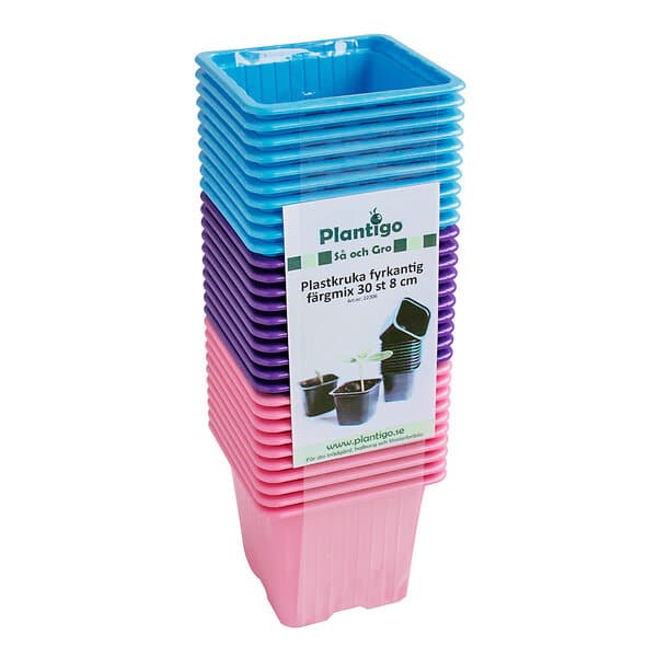 Plantigo Plastkruka 8 cm färgmix #1, 30 st