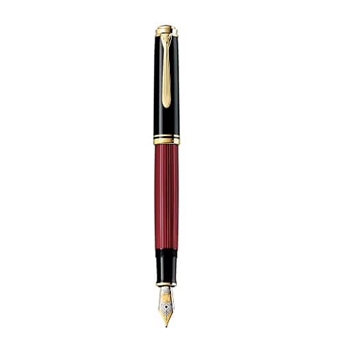 Pelikan M800, Svart, Guld, Röd, Inbyggt påfyllningssystem, Diamond, Harts, Guld, Kursiv spets, Guld/rodium