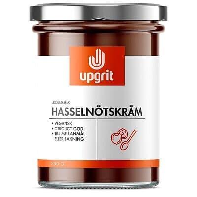 Upgrit Ekologisk hasselnötskräm, 330g