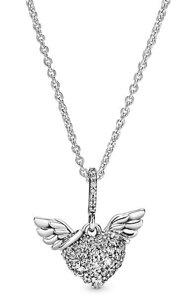 Pandora Celestial Pavè Heart & Angel Wings halsband 398505C01